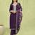Purple color viscose roman silk fabric designer embroidery work sophisticated girlie salwar kameez