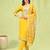 Yellow color viscose roman silk fabric designer embroidery work sophisticated girlie salwar kameez