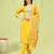 Yellow color viscose roman silk fabric designer embroidery work sophisticated girlie salwar kameez