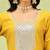 Yellow color viscose roman silk fabric designer embroidery work sophisticated girlie salwar kameez