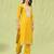 Yellow color viscose roman silk fabric designer embroidery work sophisticated girlie salwar kameez