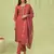 Peach color viscose roman silk fabric designer embroidery work sophisticated girlie salwar kameez