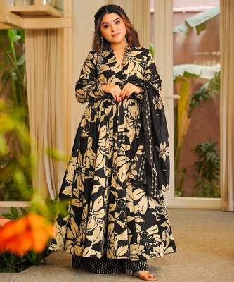 Black color muslin printed readymade ceremonial palazzo dress 1