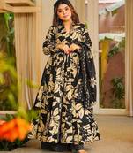 Black color muslin fabric designer printed readymade ceremonial palazzo dress