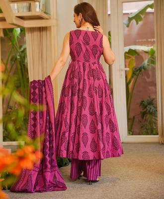 Pink color muslin printed readymade ceremonial palazzo dress 2