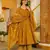 Mustard color muslin fabric designer printed readymade ceremonial palazzo dress