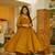 Mustard color muslin fabric designer printed readymade ceremonial palazzo dress