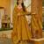 Mustard color muslin fabric designer printed readymade ceremonial palazzo dress