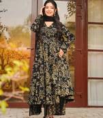 Black color muslin fabric designer printed readymade ceremonial palazzo dress