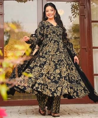 Black color muslin printed readymade ceremonial palazzo dress 2