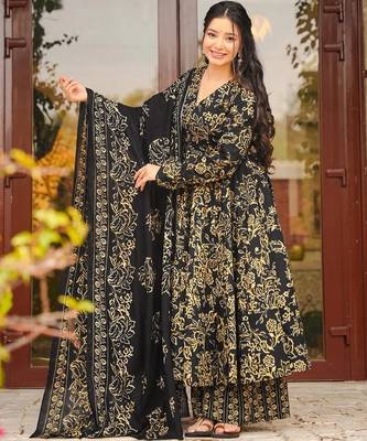 Black color muslin printed readymade ceremonial palazzo dress 3