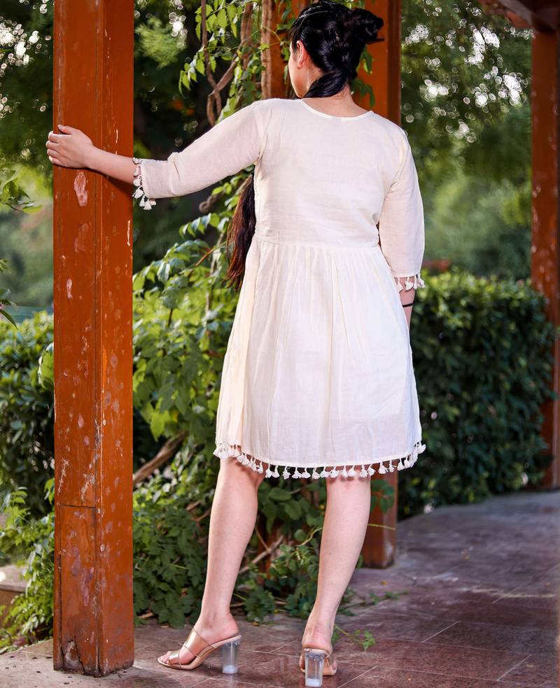 Off white color beautiful formal looks ceremonial khadi cotton kurta