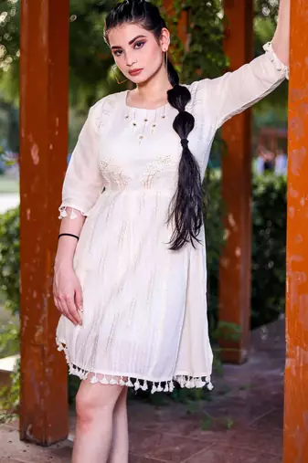 Off white color beautiful formal looks ceremonial khadi cotton kurta