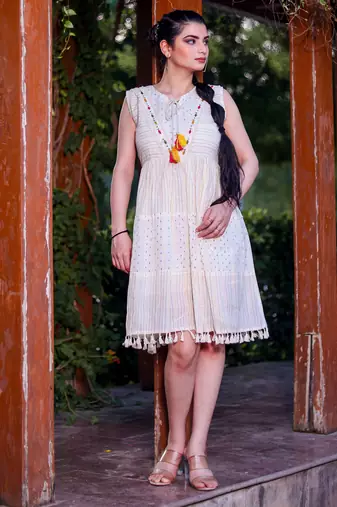 Off white color beautiful formal looks ceremonial khadi cotton kurta