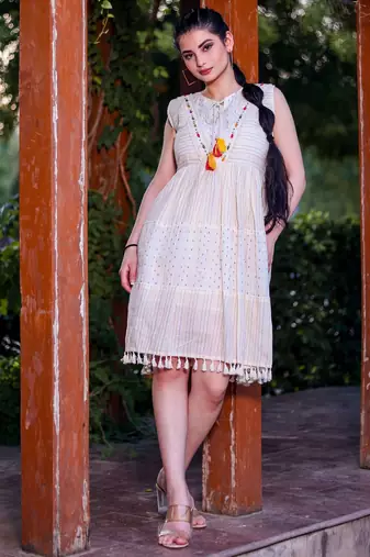 Off white color beautiful formal looks ceremonial khadi cotton kurta