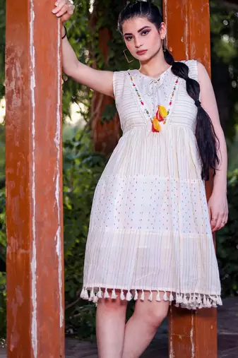Off white color beautiful formal looks ceremonial khadi cotton kurta