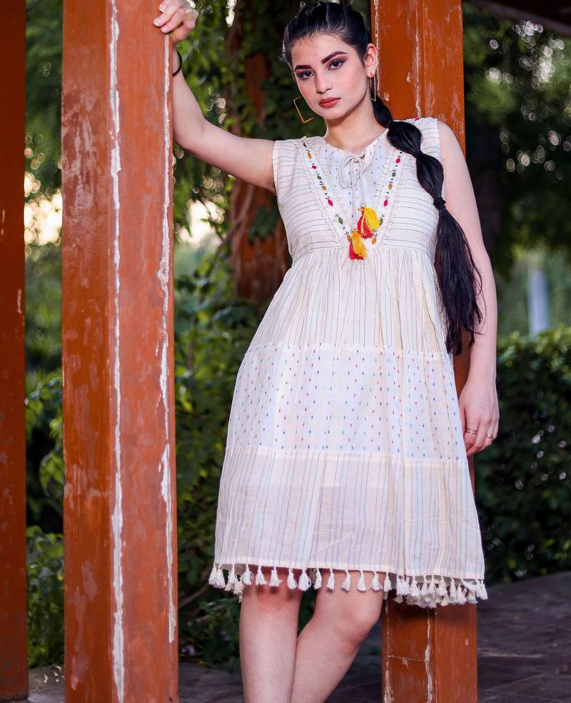 Off white color beautiful formal looks ceremonial khadi cotton kurta