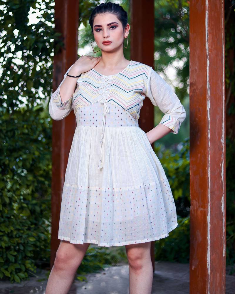 Off white color beautiful formal looks ceremonial khadi cotton kurta