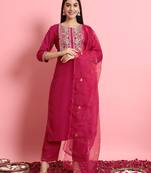 Pink color designer embroidered silk blend ethnic festive special suit