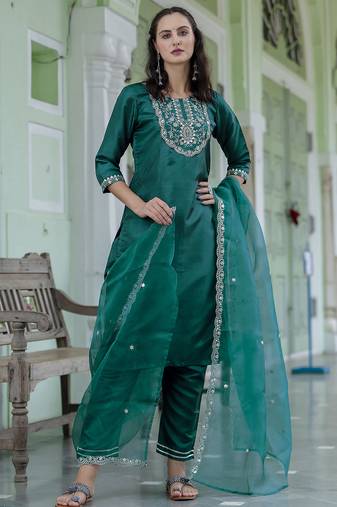 Rama color designer embroidered silk blend ethnic festive special suit