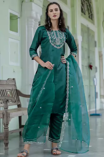 Rama color designer embroidered silk blend ethnic festive special suit