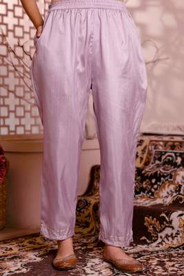 Lavender color embroidered silk blend festive special suit 4