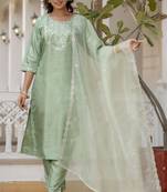 Pista color designer embroidered silk blend ethnic festive special suit