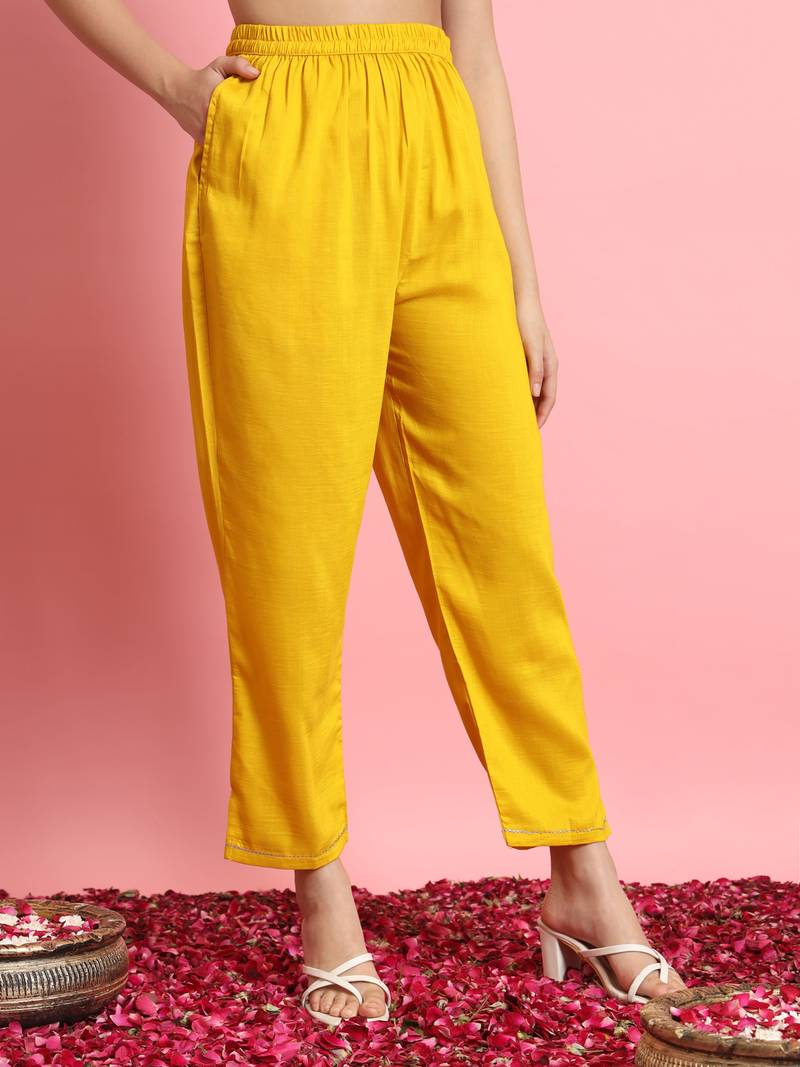 Yellow color designer embroidered silk blend ethnic festive special suit