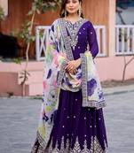 Purple color beautiful ceremonial heavy looks gown with dupatta