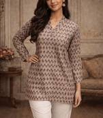 Grey color muslin fabric formal looks kurta for girls