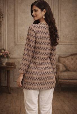 Grey color muslin formal looks kurta for girls 2