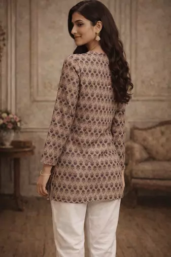 Grey color muslin formal looks kurta for girls