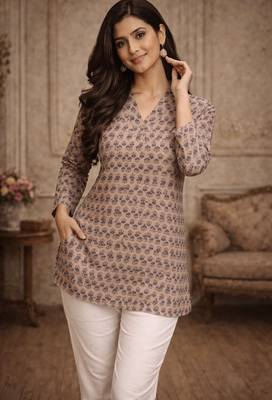 Grey color muslin formal looks kurta for girls 3