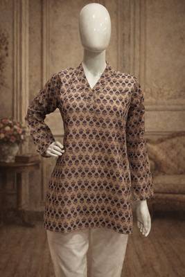 Grey color muslin formal looks kurta for girls 4