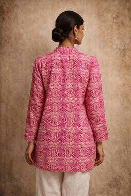 Pink color muslin fabric formal looks kurta for girls 2