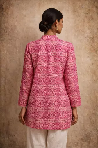 Pink color muslin formal looks kurta for girls