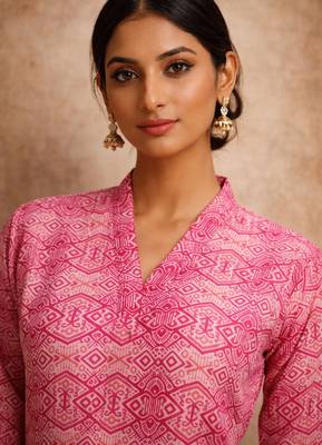 Pink color muslin fabric formal looks kurta for girls 3