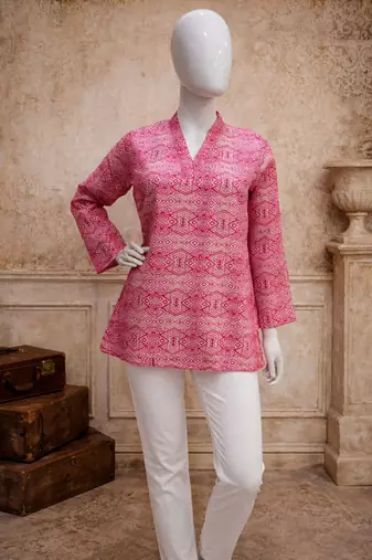 Pink color muslin formal looks kurta for girls