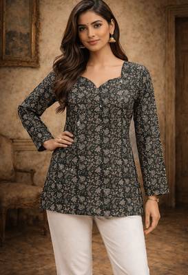 Black color muslin formal looks kurta for girls 1