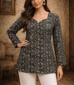 Black color muslin fabric formal looks kurta for girls