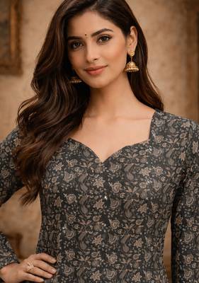 Black color muslin formal looks kurta for girls 3
