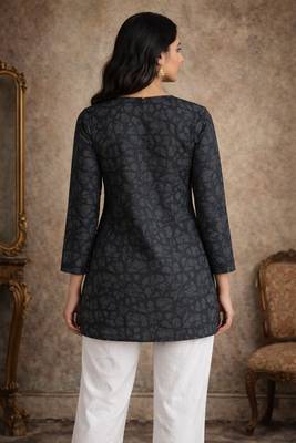 Black color muslin formal looks kurta for girls 2