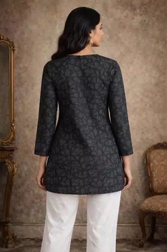 Black color muslin formal looks kurta for girls