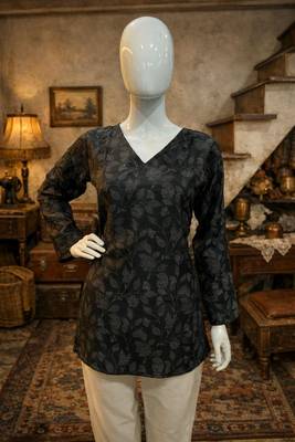 Black color muslin formal looks kurta for girls 5