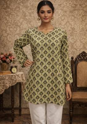 Brown color muslin formal looks kurta for girls 1