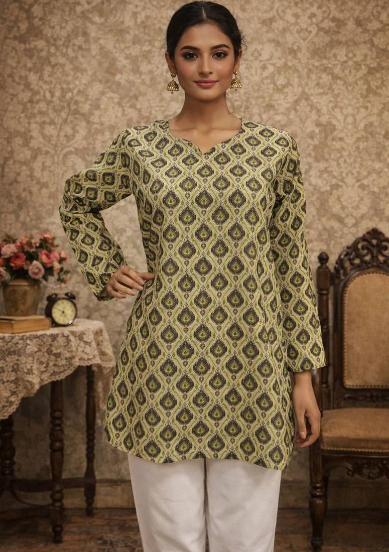 Brown color muslin fabric formal looks kurta for girls