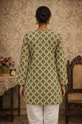 Brown color muslin formal looks kurta for girls