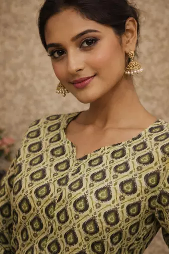 Brown color muslin formal looks kurta for girls