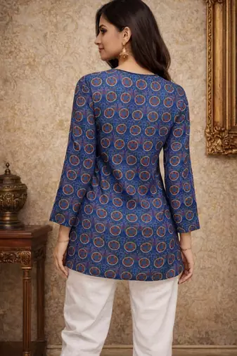 Blue color muslin formal looks kurta for girls
