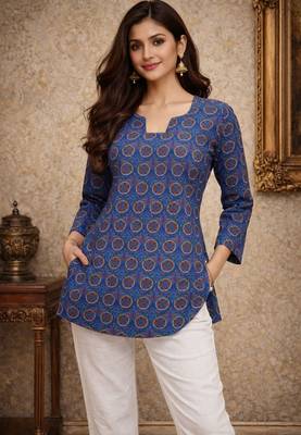 Blue color muslin formal looks kurta for girls 3
